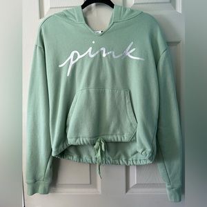 Pink oversized cropped hoodie